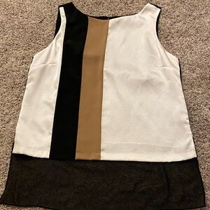 White House Black Market Black and Cream Top